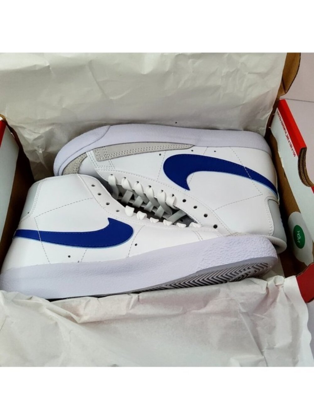 Nike Blazer Mid '77 (GS) White Laser Blue Yellow Ochre Kids Athletic Sneaker13.5 - Picture 2 of 9